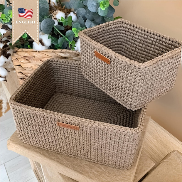 Basket Storage Rectangular Crochet Pattern