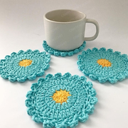 Flower Pot Coaster Set Crochet Pattern