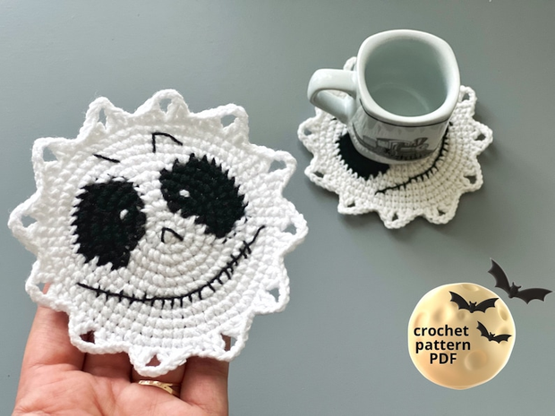 Crochet Skeleton Coaster pattern PDF Eyes coaster Halloween