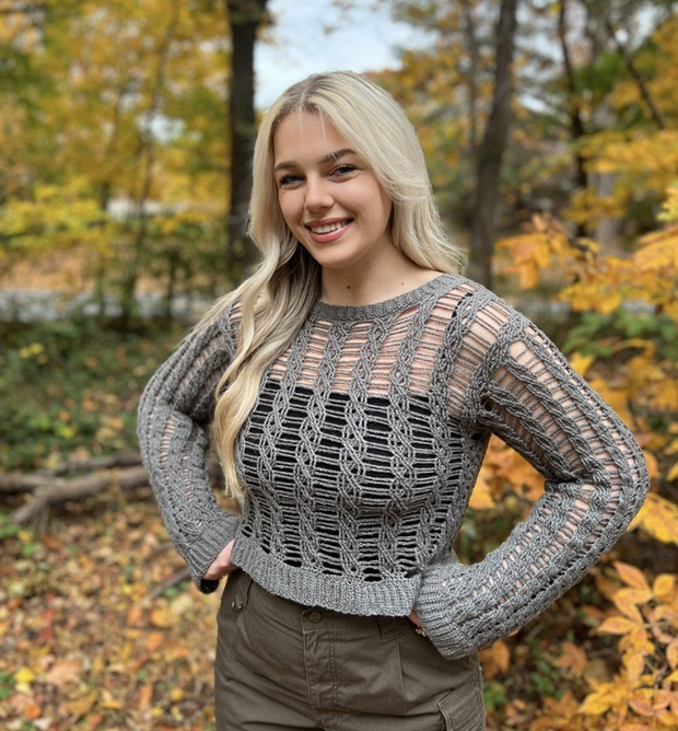 Cable Mesh Sweater Crochet Pattern (English)